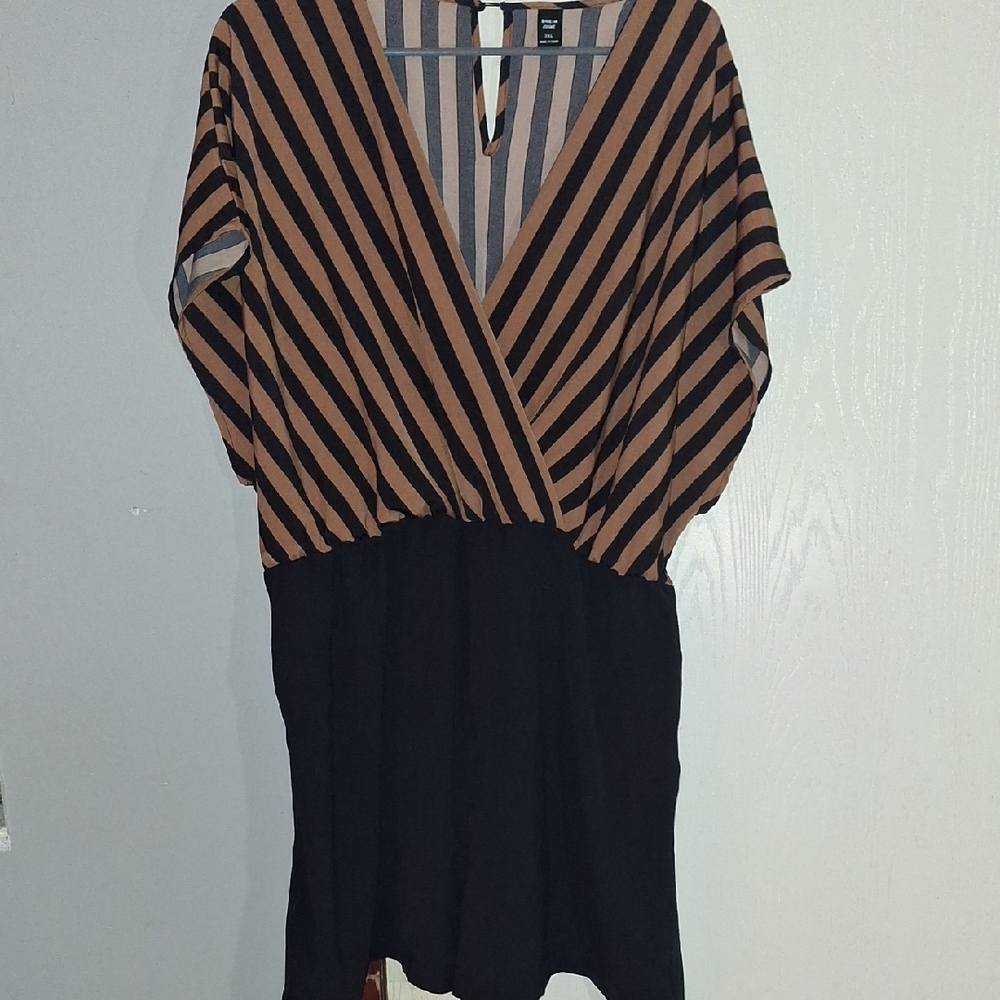 SHEIN Black and Brown Striped Jumpsuit